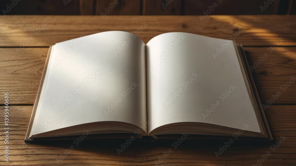 Poster video not available. brochure displayed in a square format on a wooden table.
