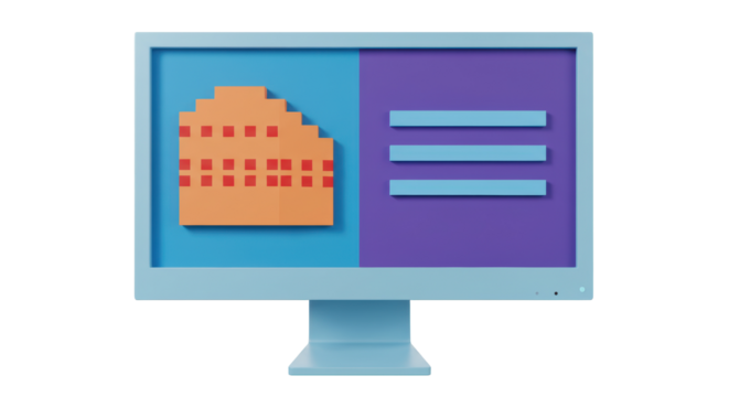 Isolated Computer Screen with Design Elements - Powered by Adobe