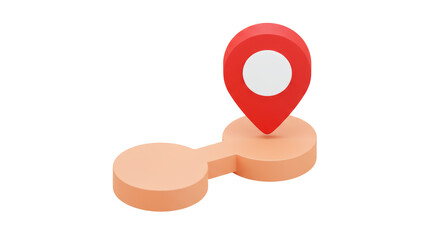 Isolated Location Pin with Route Icon