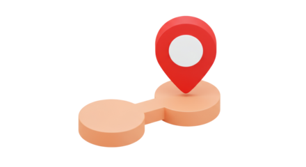 Isolated Location Pin with Route Icon
