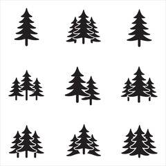 Obraz premium Silhouettes of pine trees for use in landscape, eco-friendly, and wilderness graphics