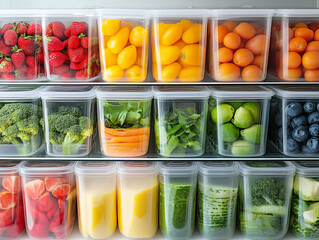 Organized Fresh Produce in Refrigerator