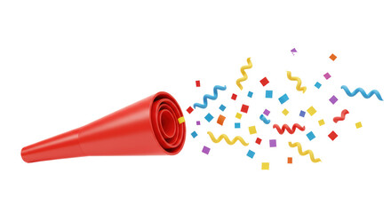Isolated Party Horn with Confetti