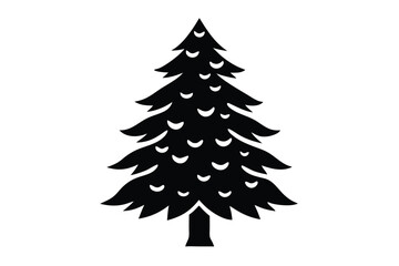 Snow covered pine tree vector icon