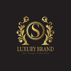 Luxury Laurel Wreath Letter Logo Design with Hexagon Frame for Sophisticated Branding
