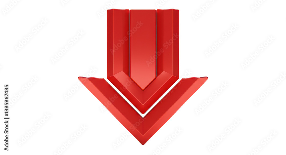 Poster isolated red arrow pointing down