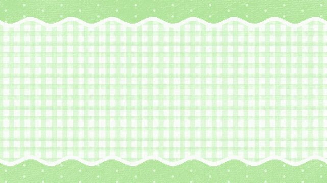 緑のチェック柄とドット柄の背景
