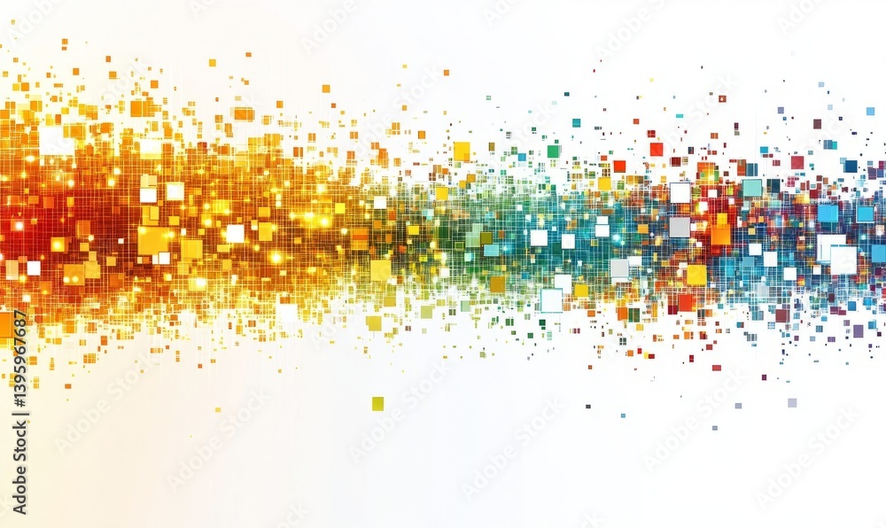 Poster abstract background with a pixel mosaic. the pattern of the pixels is made up of small squares, whic