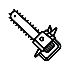 Chainsaw Outline Vector on White Background