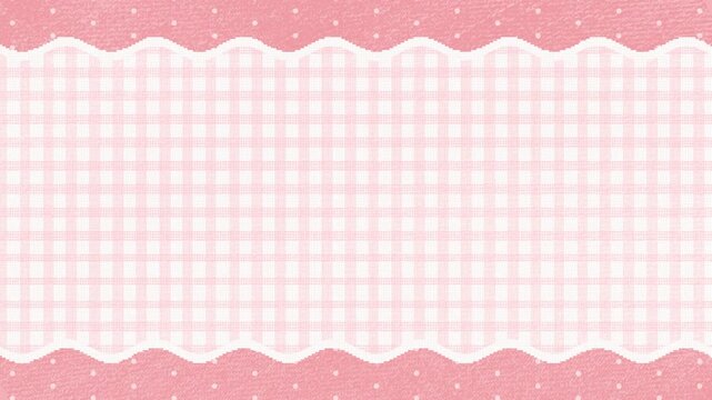 ピンクのチェック柄とドット柄の背景