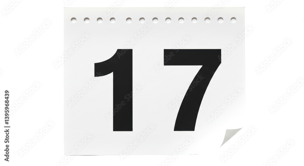 Poster isolated calendar page with number 17
