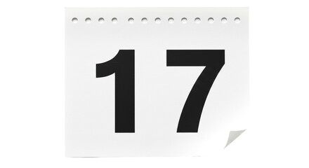 Isolated Calendar Page with Number 17