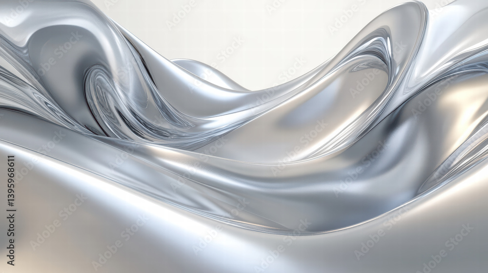 Poster silver fluidity: an abstract rendering of liquid metal in a flowing, sculptural form. it's a study i