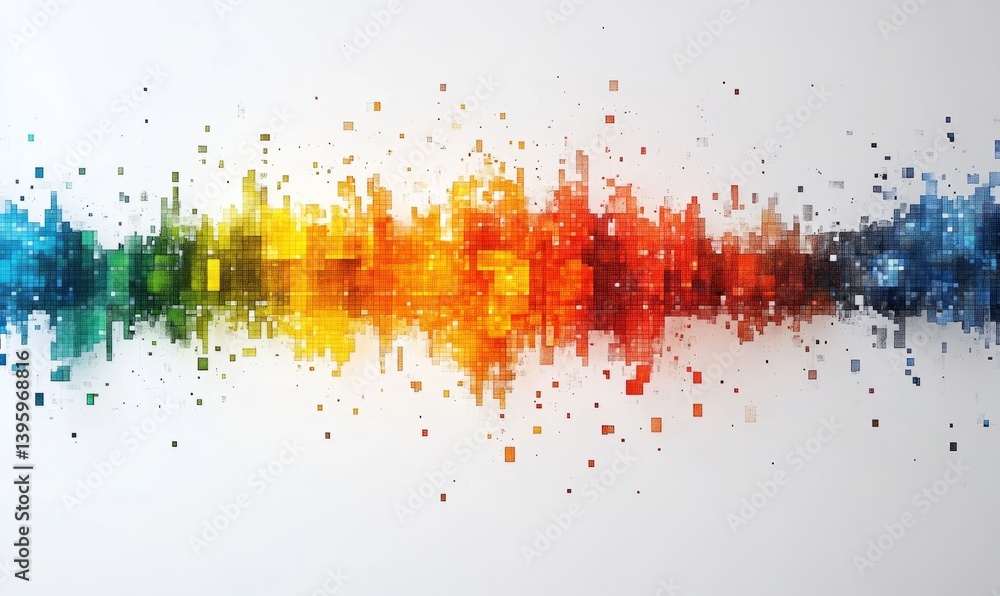 Poster abstract background with a pixel mosaic. the pattern of the pixels is made up of small squares, whic