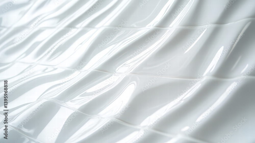 Poster white glossy texture: abstract close-up shot of a sleek, glossy white surface with a subtle wave pat