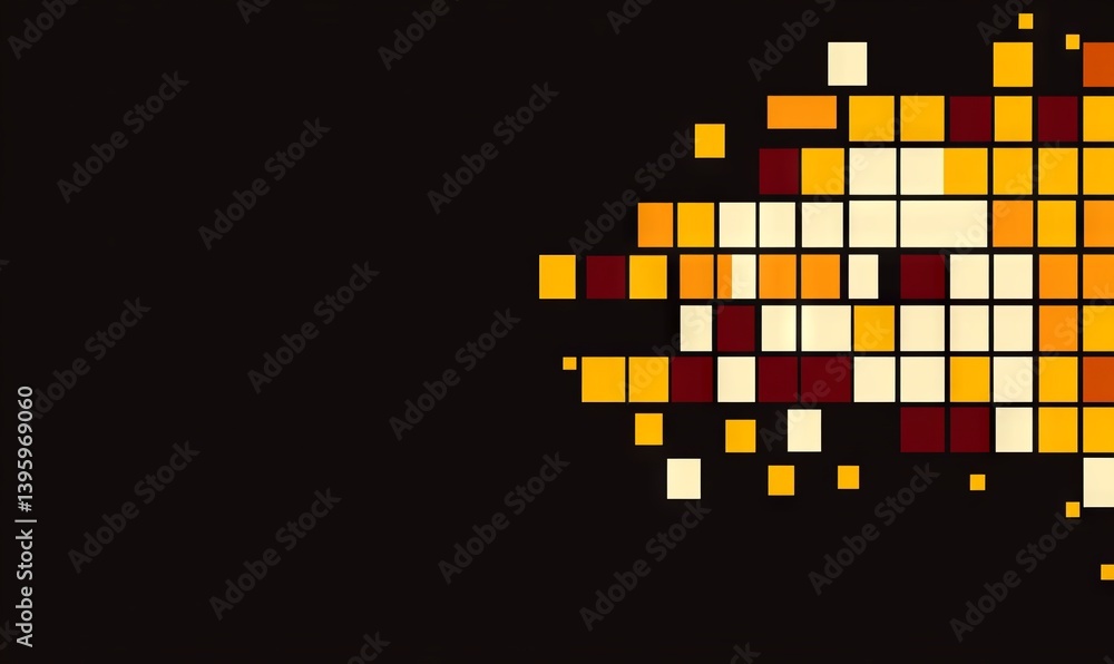 Poster abstract background with a pixel mosaic. the pattern of the pixels is made up of small squares, whic