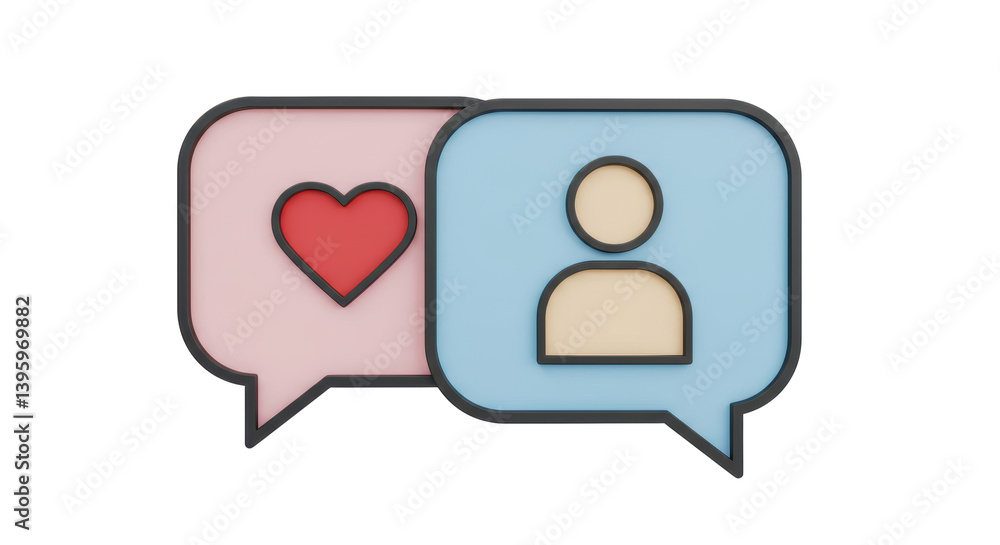 Poster isolated speech bubbles with like and user icon