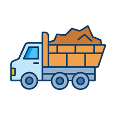 Naklejka premium Dump Truck Fully Loaded With Bricks Icon Design
