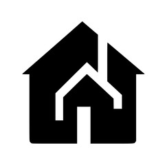 Modern Minimalist House Icon: Black and White Real Estate Logo