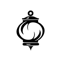 Black Lantern Icon: Abstract, Decorative, Minimalist Design Element