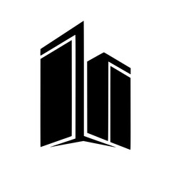 Modern Abstract Architectural Silhouette, Black and White Logo