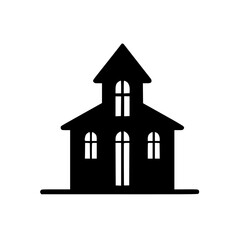 Minimalist Black Church Silhouette on White Background