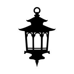 Silhouette Lantern: Classic Design, Black on White, Vector Graphic © MatandSterre