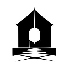 Abstract Gothic Archway Silhouette, Reflection, Minimalist Design