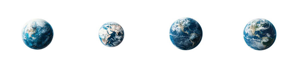 Fototapeta premium Globe planet Earth view, rotating evolution perspective, cut out transparent