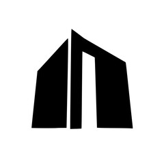 Modern Minimalist Architectural Icon - Black and White Abstract Design