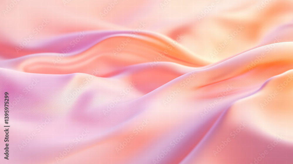 Poster gentle waves of fabric: soft, pastel-colored fabric drapes and flows in elegant waves, creating a me