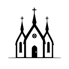 Minimalist Church Illustration - Black and White Religious Symbol