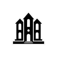 Black and White Church Icon: Minimalist Design for Logos & Branding