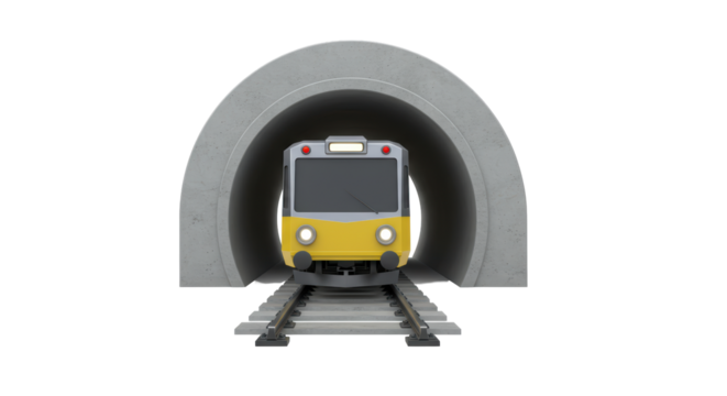Isolated Subway Train in Tunnel