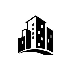 Fototapeta premium Modern Urban Skyline Logo - Minimalist Black & White Design