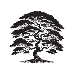 Obraz premium Japanese Maple Vector Silhouette - Minimalist Japanese Tree Art - Tree Design - Japanese Tree Illustration.