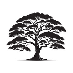 Japanese Maple Vector Silhouette - Minimalist Japanese Tree Art - Tree Design - Japanese Tree Illustration.