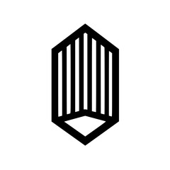 Modern Abstract Icon: Black & White Geometric Graphic on White