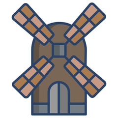 Linear color Kinderdijk Windmills icon