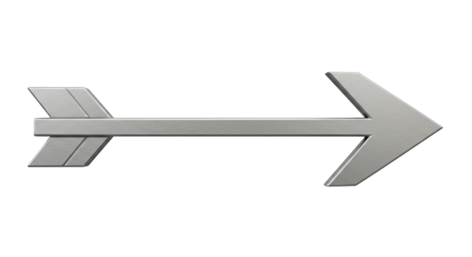 Isolated Silver Arrow Pointing Right