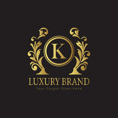 Luxury Laurel Wreath Letter Logo Design with Hexagon Frame for Sophisticated Branding