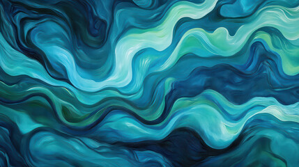 Fluid Blues: Captivating abstract art showcasing swirling blues and greens, evoking the calming essence of water and serenity.