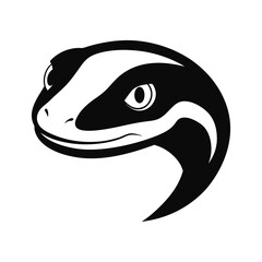 Black and white salamander head with smooth lines.eps