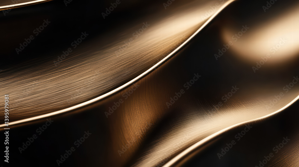 Poster abstract metallic waves: a close-up abstract background featuring rippling metallic waves, the soft 