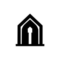 Minimalist Church Icon, Black and White Symbol of Faith