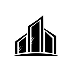 Modern Minimalist Cityscape Logo: Black and White Design