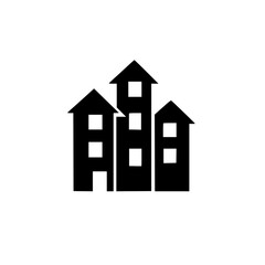 Minimalist Black & White Building Icon, Real Estate, Cityscape