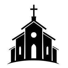 Simple Church Silhouette: Black and White Icon for Faith & Spirituality
