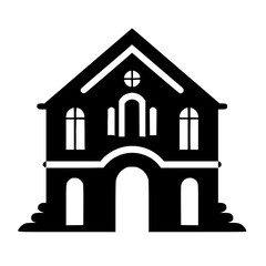 Monochrome Church Silhouette: Minimalist Architecture Icon