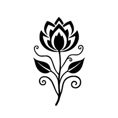 Elegant Black & White Floral Vector Design on White Background